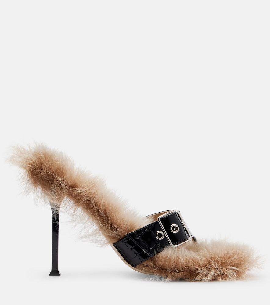 Christen Helix 95 croc-effect leather thong sandals in Black - Heeled Sandals
