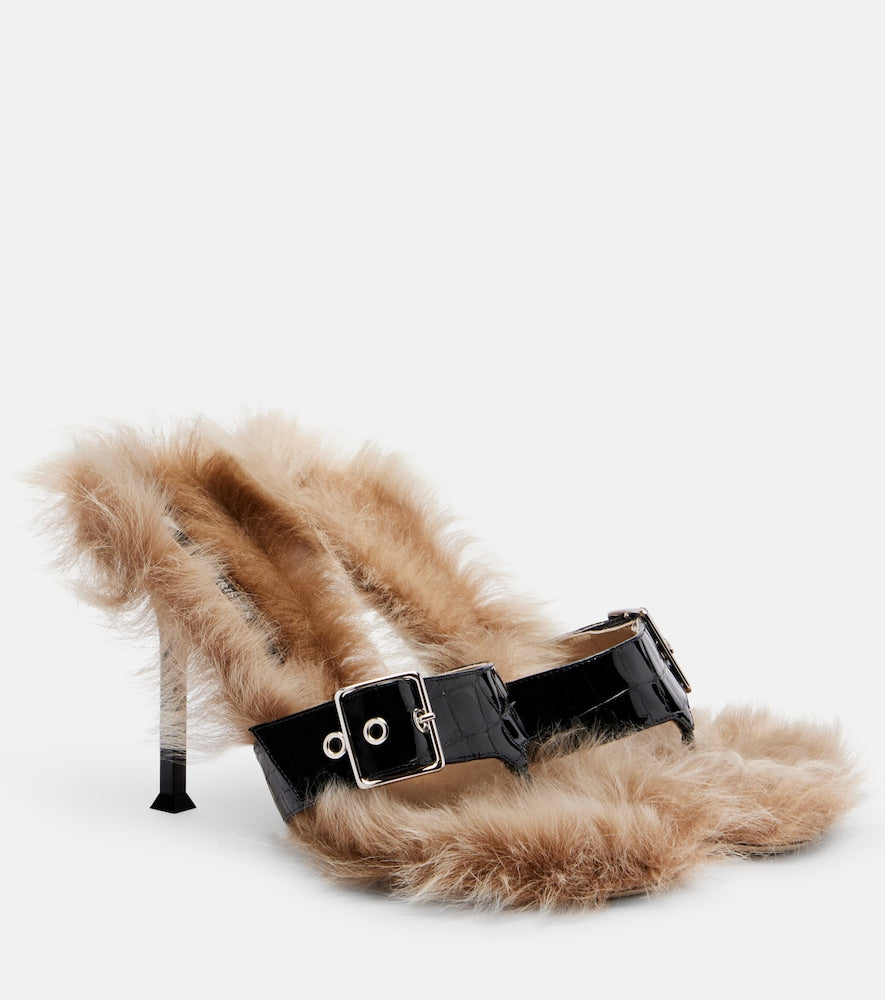 Christen Helix 95 croc-effect leather thong sandals in Black - Heeled Sandals