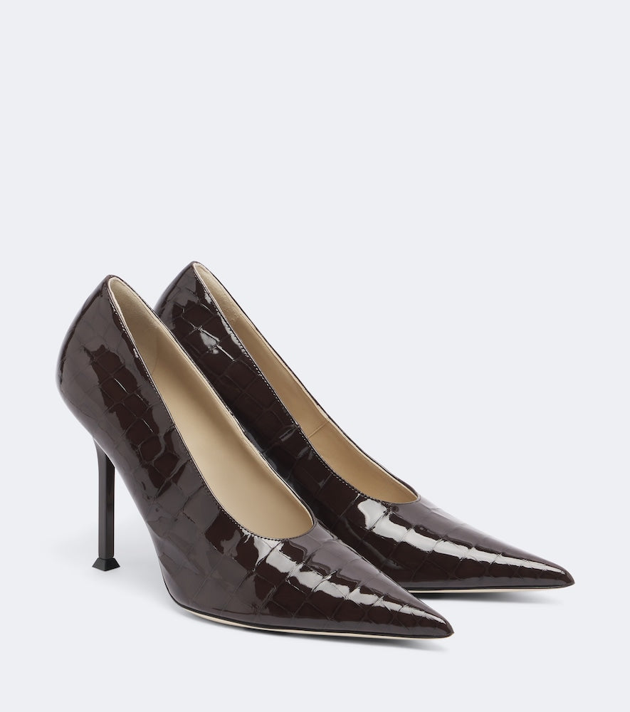 Christen Helix croc-effect patent leather pumps - Brown High-Heel Pumps