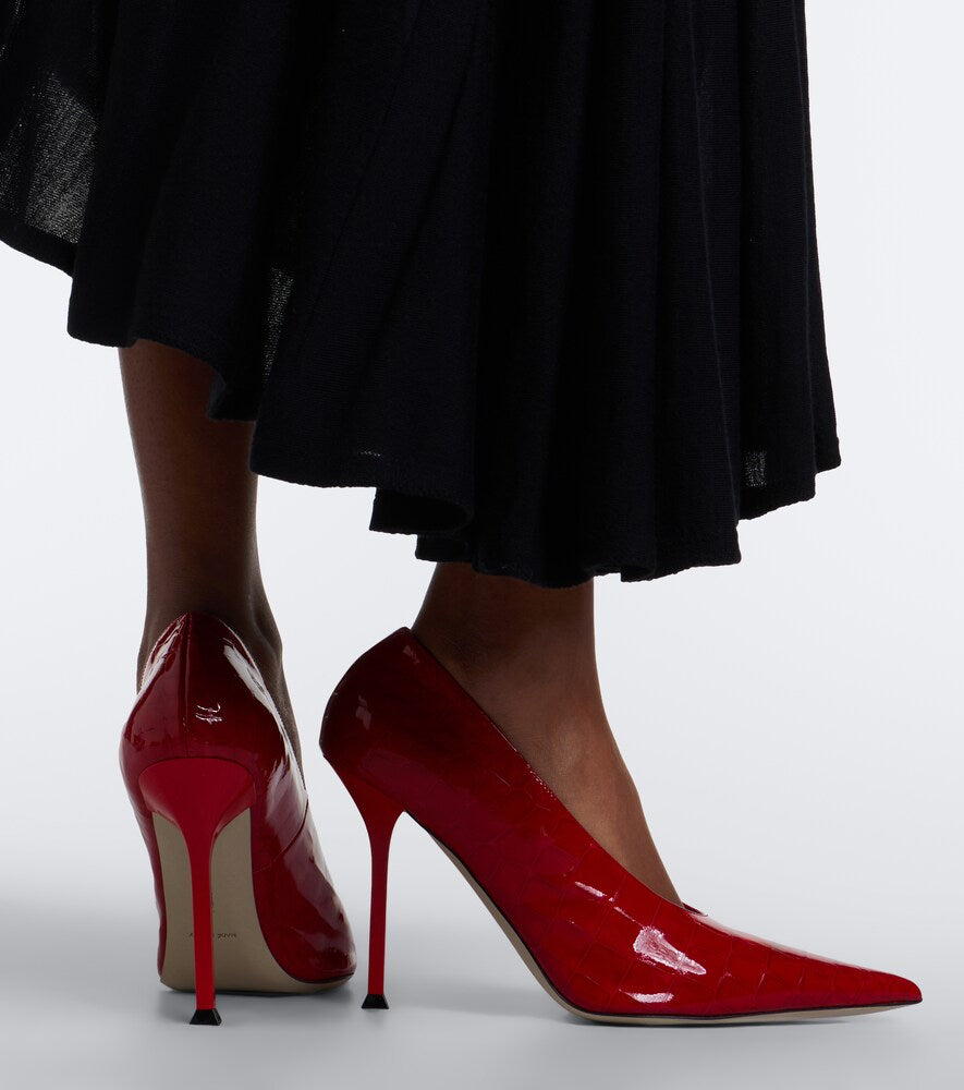 Christen Helix croc-effect patent leather pumps - Red High-Heel Pumps