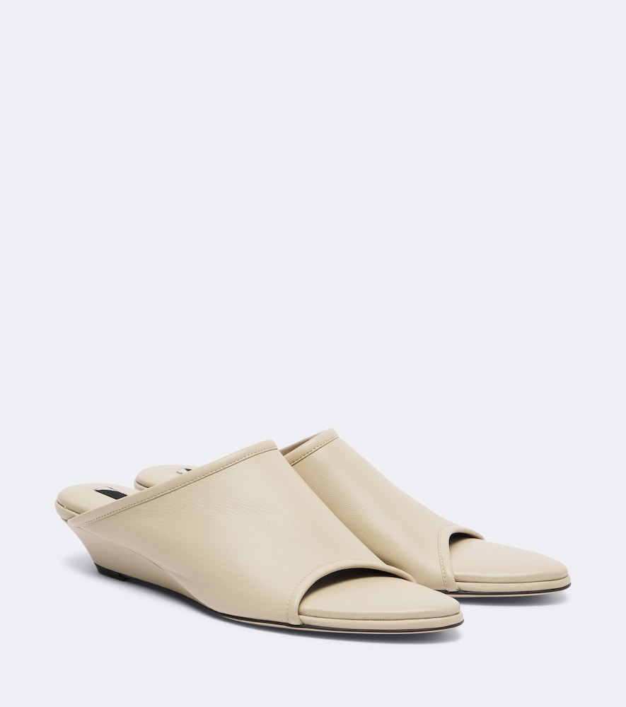 Beige Christen Stretch leather wedge mules - Flat Sandals