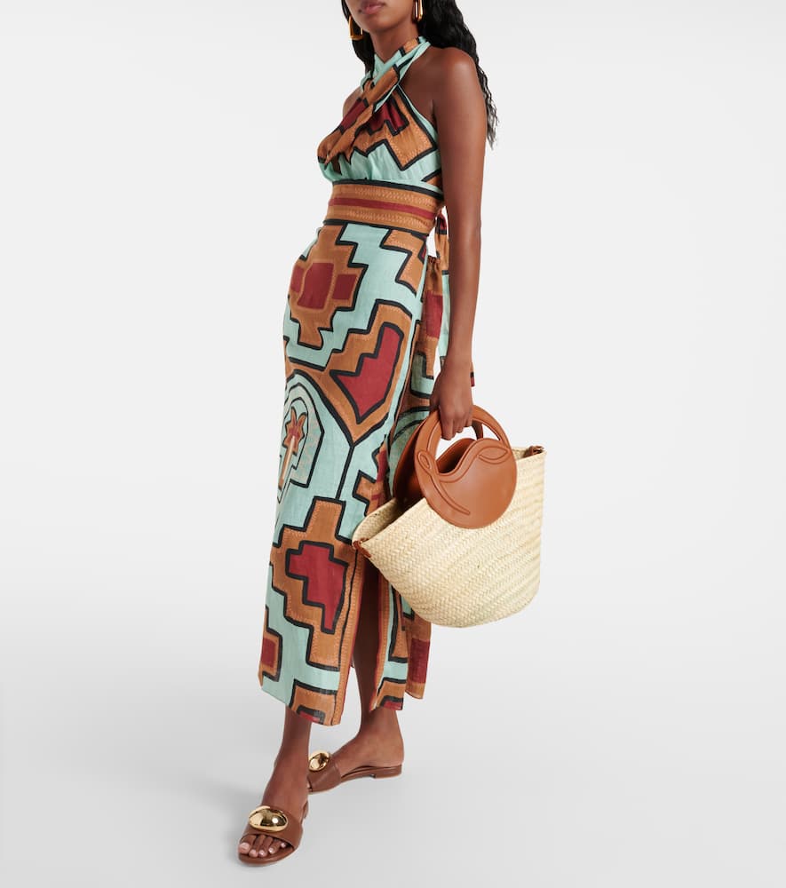 Christian Louboutin Biloumoon straw and leather basket bag