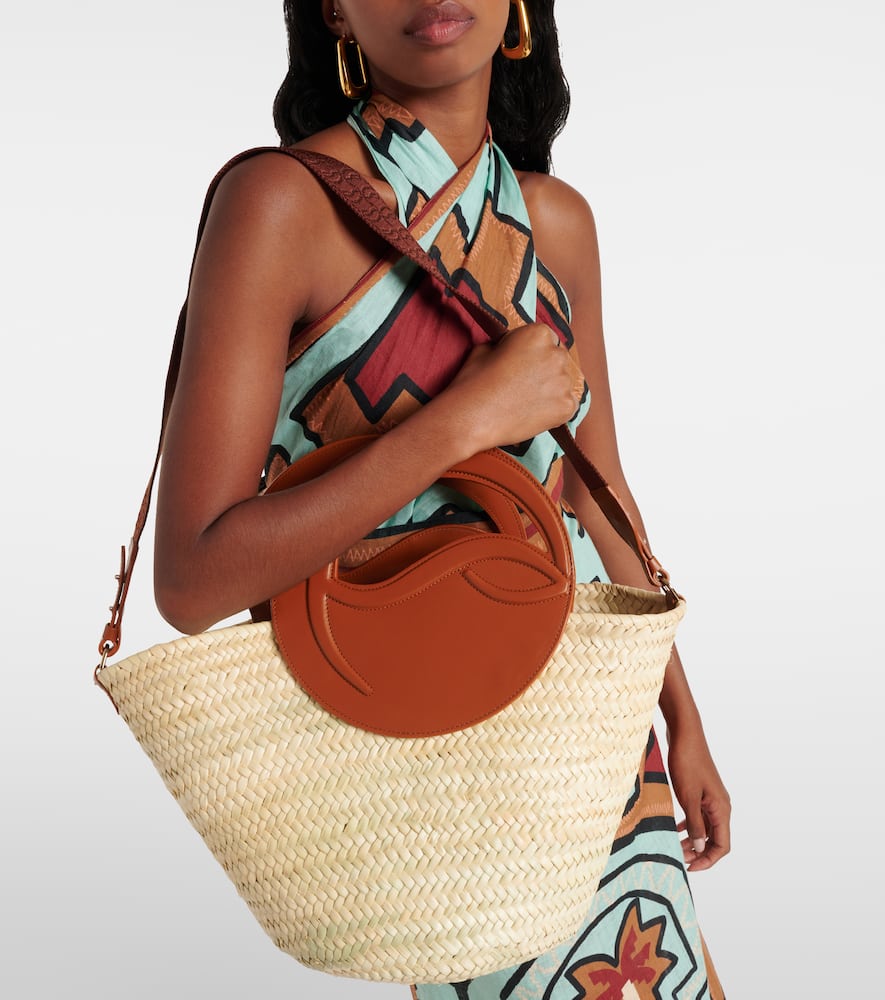 Christian Louboutin Biloumoon straw and leather basket bag
