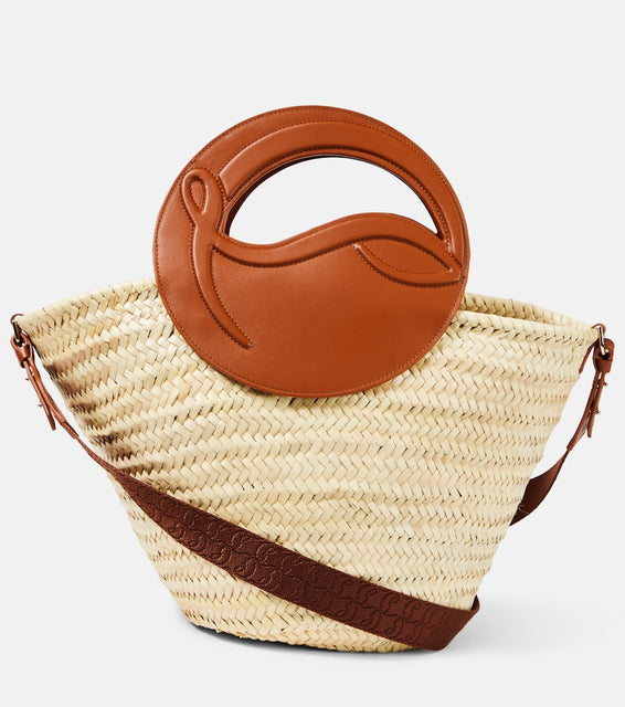 Christian Louboutin Biloumoon straw and leather basket bag. Shop Christian Louboutin Beach Bags for women now.
