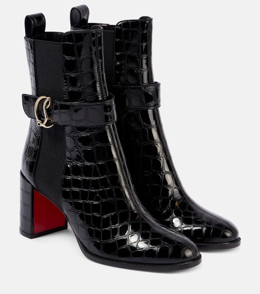 Christian Louboutin CL croc-effect leather ankle boots - Christian Louboutin CL 鳄鱼纹皮革踝靴