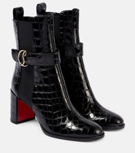 Christian Louboutin CL croc-effect leather ankle boots - Christian Louboutin CL 鳄鱼纹皮革踝靴