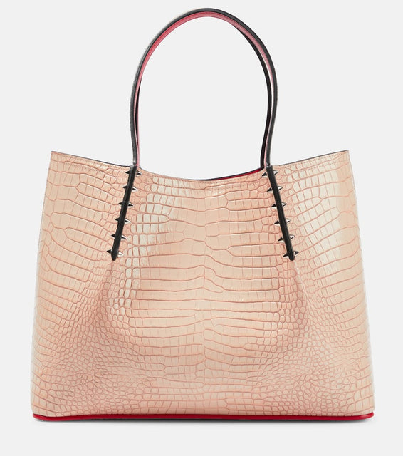 Christian Louboutin Cabarock Small croc-effect leather tote. Shop Christian Louboutin Tote Bags for women now.