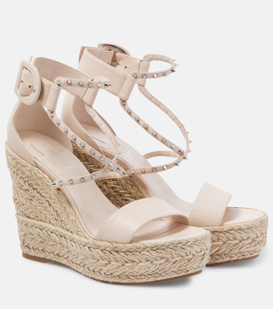 Christian Louboutin Chocazeppa Spikes 120 espadrille wedges - Christian Louboutin Chocazeppa Spikes 120 坡跟草编鞋