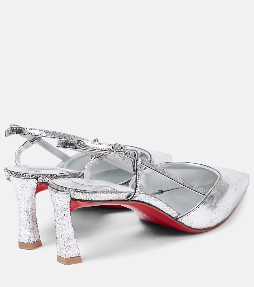 Christian Louboutin Condoroline 55 metallic leather slingback pumps