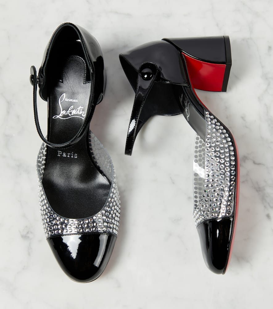 Christian Louboutin Crystal-embellished patent leather pumps
