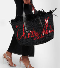 Christian Louboutin Frangibus Medium embroidered raffia tote bag