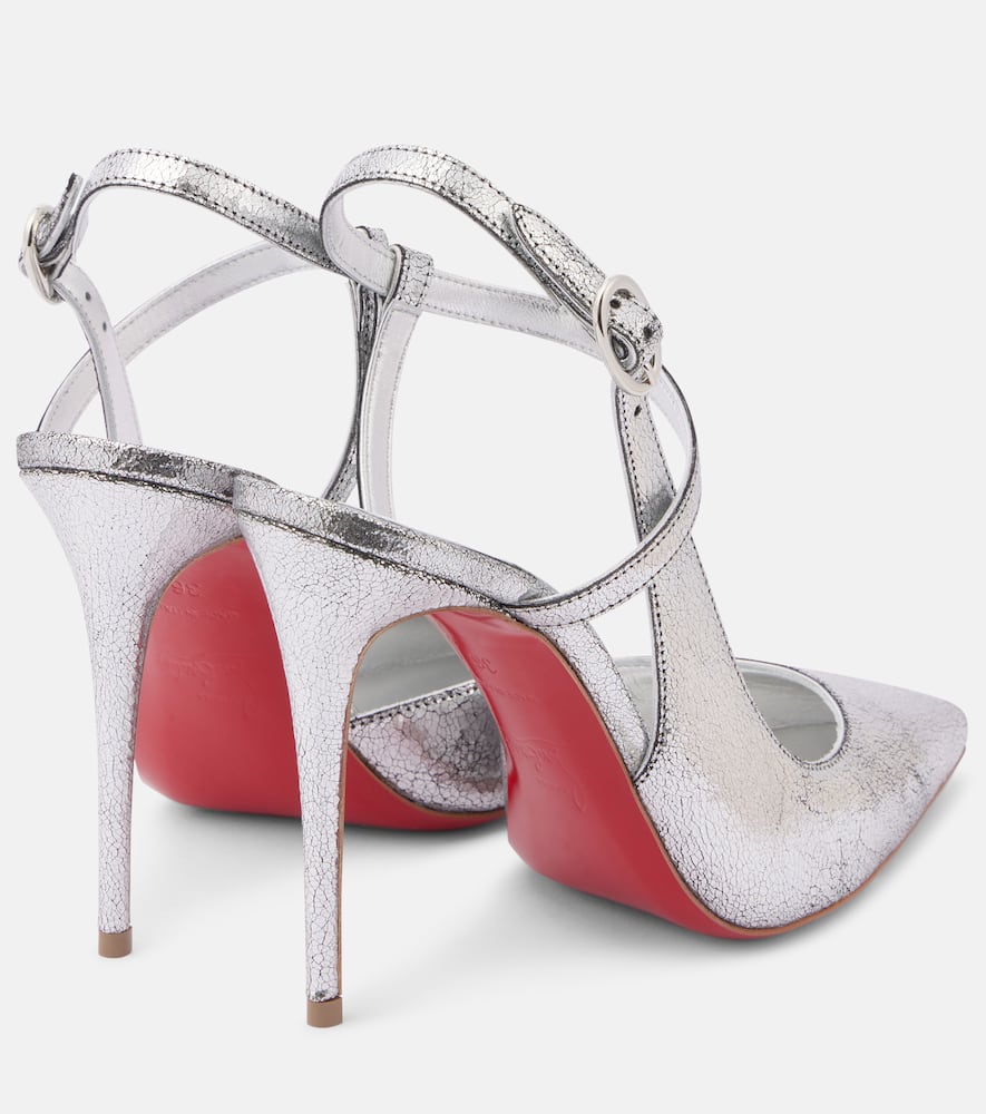 Christian Louboutin Jenlove 100 metallic leather slingback pumps