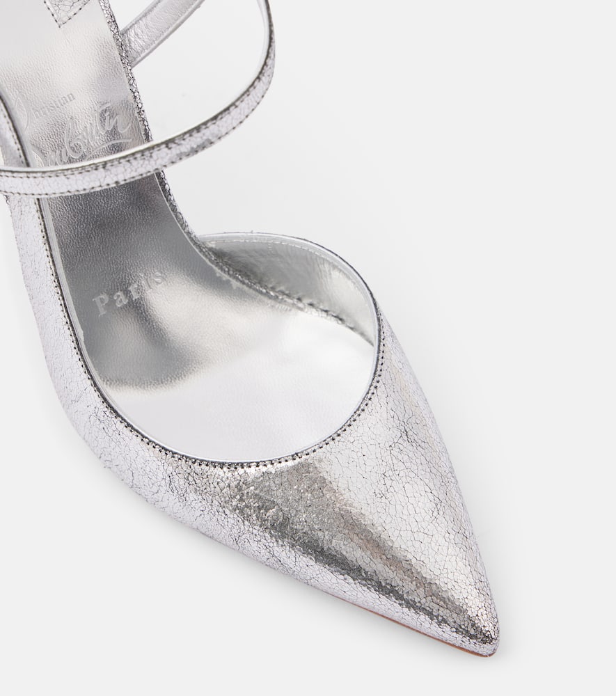 Christian Louboutin Jenlove 100 metallic leather slingback pumps
