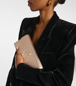 Christian Louboutin Loubi54 Small leather-trimmed silk clutch