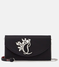 Christian Louboutin Loubi54 Small leather-trimmed silk clutch. Shop Christian Louboutin Clutches for women now.