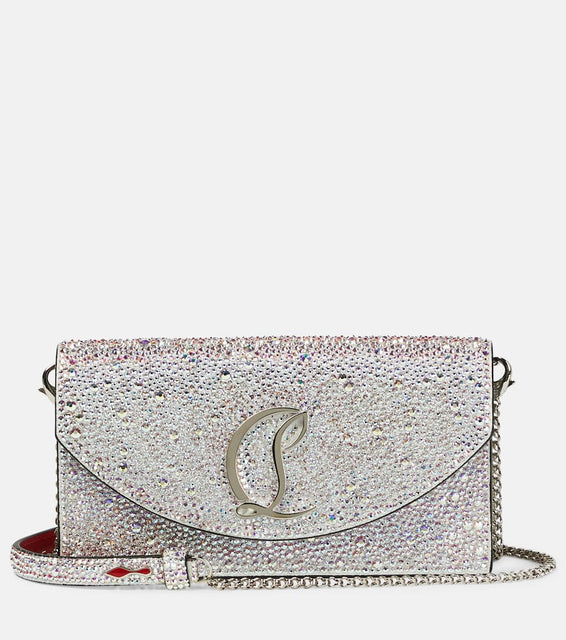 Christian Louboutin Loubi54 embellished leather clutch. Shop Christian Louboutin Clutches for women now.