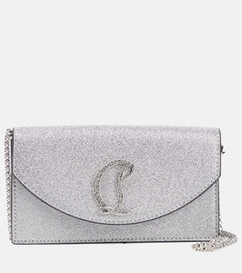 Christian Louboutin Loubi54 glitter leather clutch. Shop Christian Louboutin Clutches for women now.
