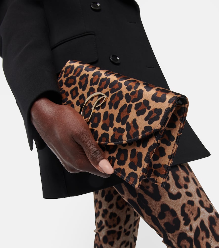 Christian Louboutin Loubi54 leopard-print satin clutch