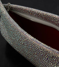 Christian Louboutin Loubitwist Small crystal-embellished suede clutch
