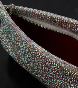 Christian Louboutin Loubitwist Small crystal-embellished suede clutch