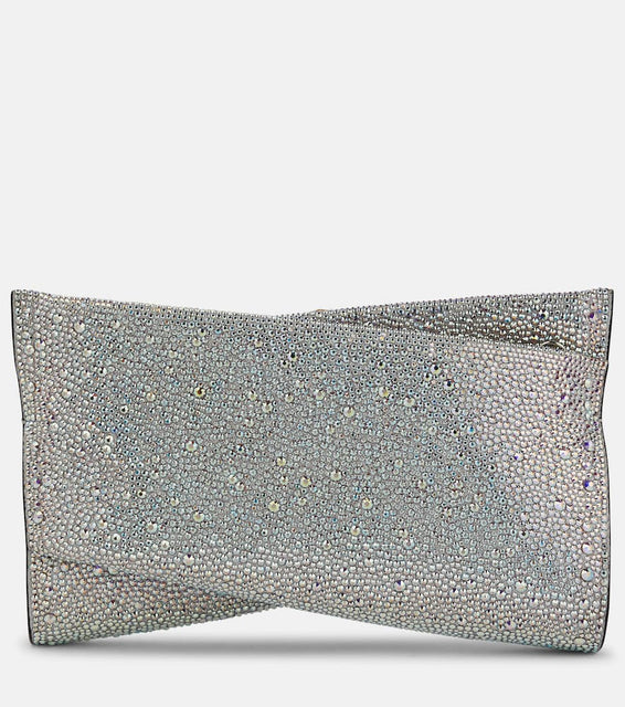 Christian Louboutin Loubitwist Small crystal-embellished suede clutch. Shop Christian Louboutin Clutches for women now.