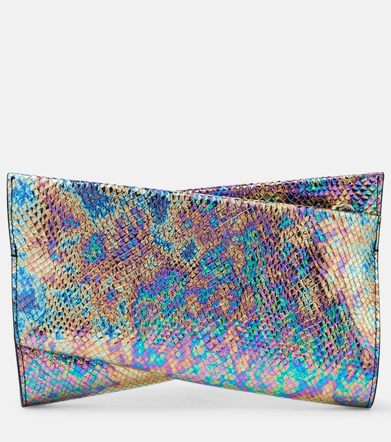 Christian Louboutin Loubitwist snake-effect leather clutch. Shop Christian Louboutin Clutches for women now.
