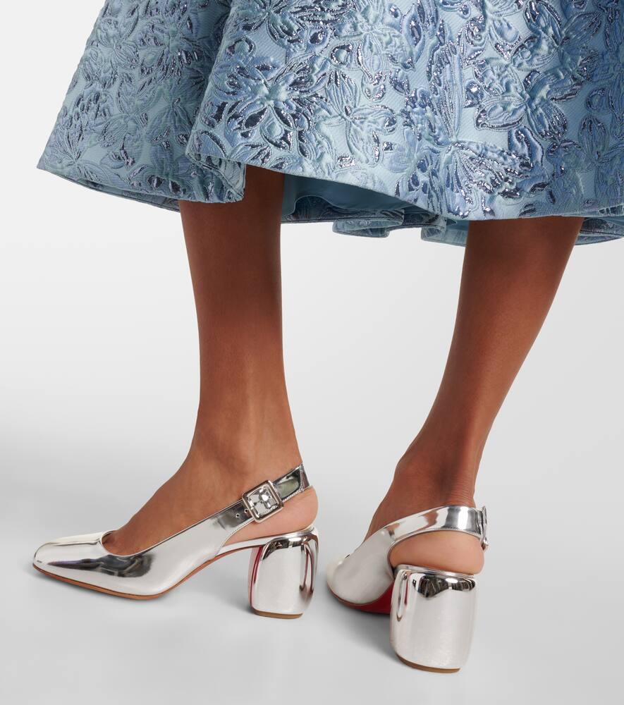 Christian Louboutin Minny 70 metallic leather slingback pumps