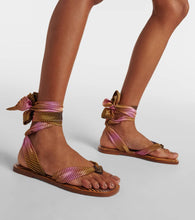 Christian Louboutin Nilo Du D√É¬©sert striped cr√É¬™pe satin sandals