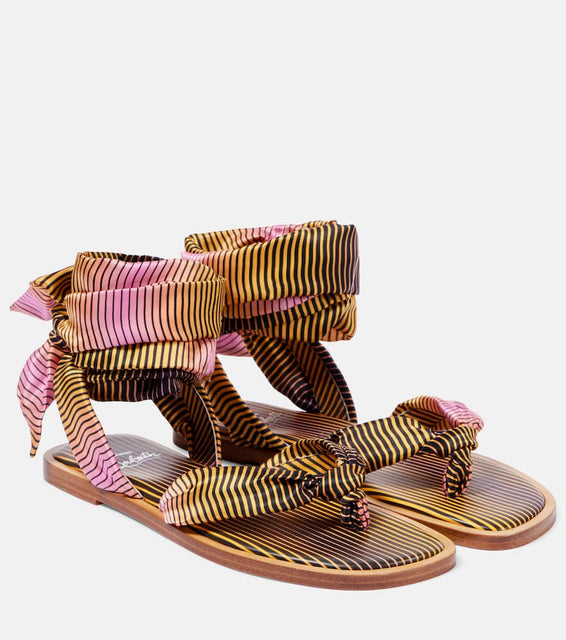 Christian Louboutin Nilo Du D√É¬©sert striped cr√É¬™pe satin sandals
