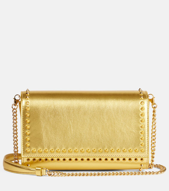 Christian Louboutin Paloma spiked metallic leather clutch. Shop Christian Louboutin Clutches for women now.