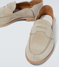 Christian Louboutin Penny No Back suede and croc-effect loafers
