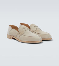 Christian Louboutin Penny No Back suede and croc-effect loafers