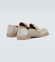 Christian Louboutin Penny No Back suede and croc-effect loafers