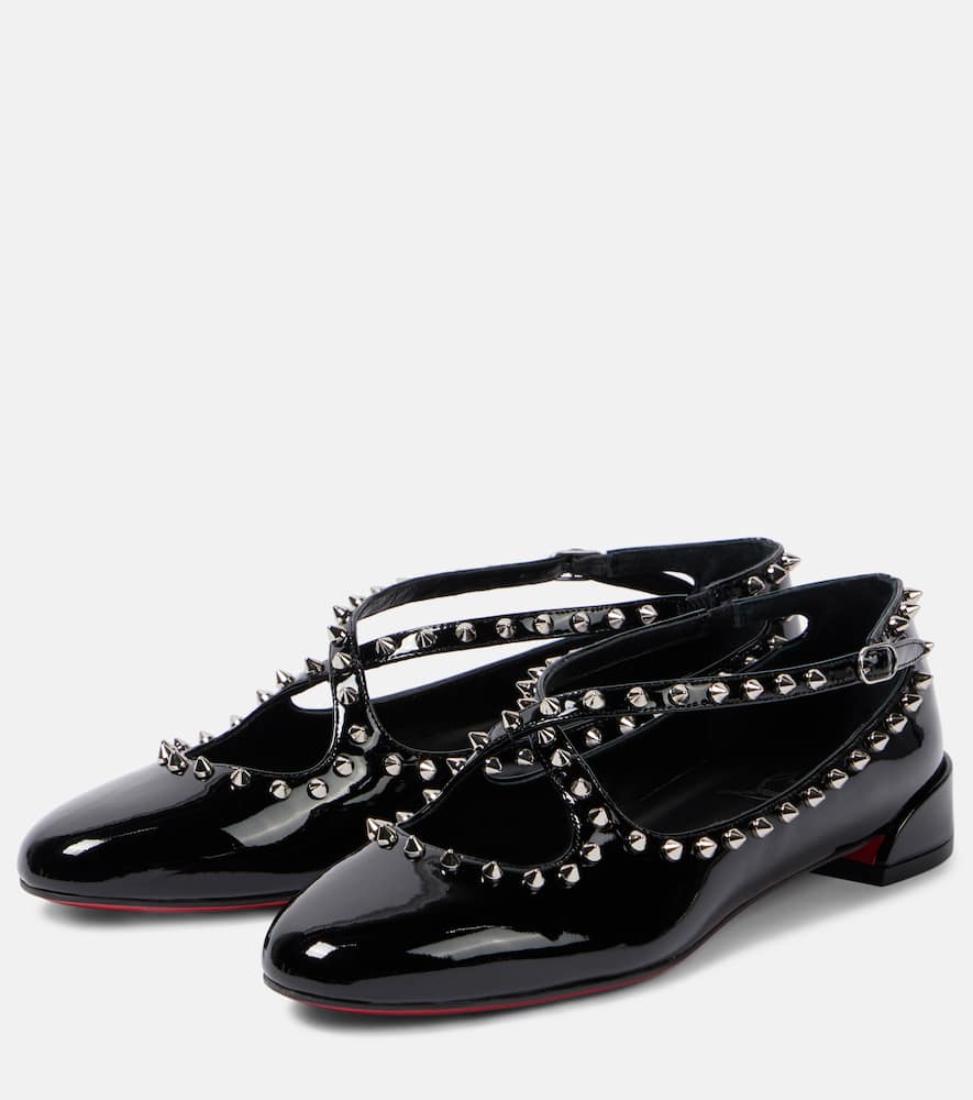 Christian Louboutin Pilouta Jane spiked patent leather ballet flats