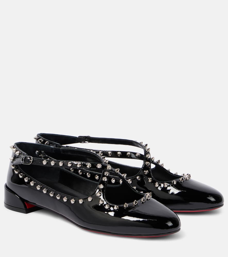 Christian Louboutin Pilouta Jane spiked patent leather ballet flats