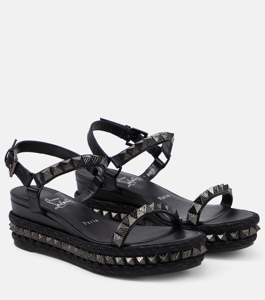 Christian Louboutin Pyra Clou leather espadrille wedges - Christian Louboutin Pyra Clou 皮革坡跟草编鞋