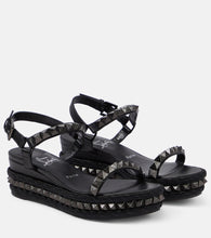 Christian Louboutin Pyra Clou leather espadrille wedges - Christian Louboutin Pyra Clou 皮革坡跟草编鞋