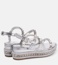 Christian Louboutin Pyraclou 60 studded leather espadrille wedges