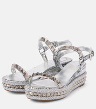 Christian Louboutin Pyraclou 60 studded leather espadrille wedges