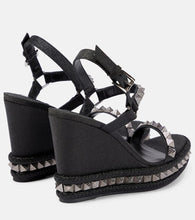 Christian Louboutin Pyraclou embellished leather espadrilles