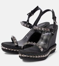 Christian Louboutin Pyraclou embellished leather espadrilles