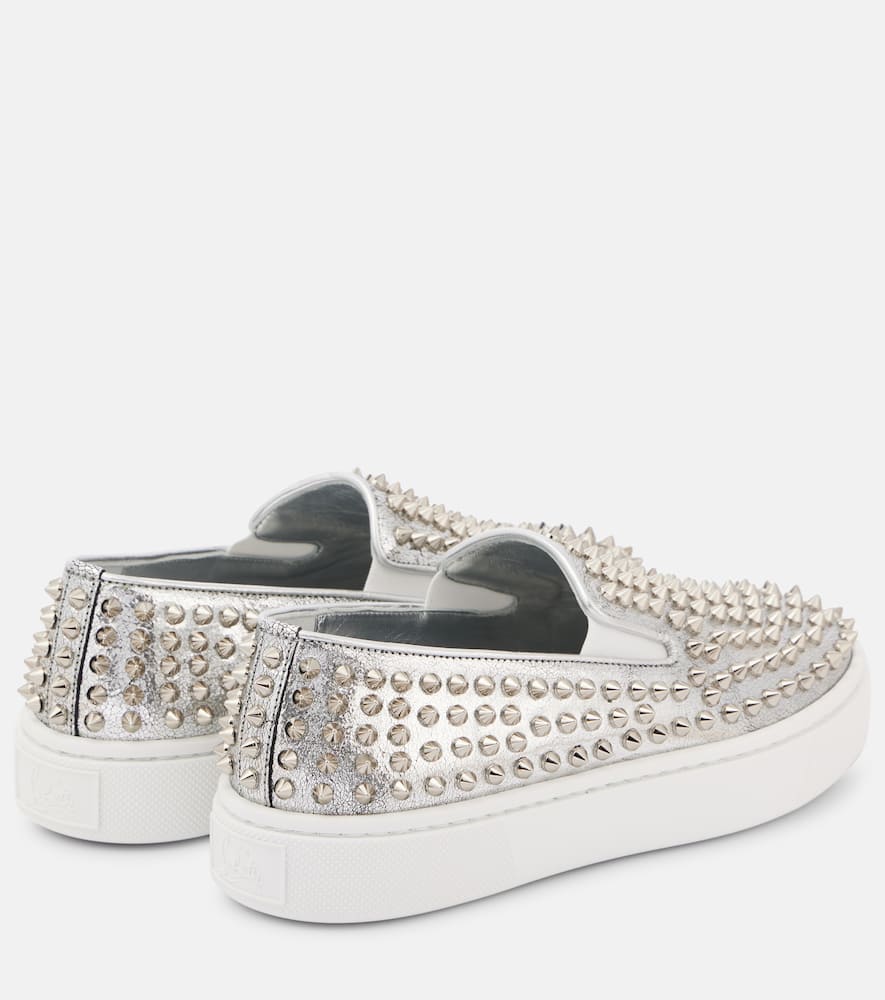 Christian Louboutin Spikeboat metallic leather slip-on sneakers