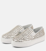 Christian Louboutin Spikeboat metallic leather slip-on sneakers