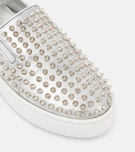 Christian Louboutin Spikeboat metallic leather slip-on sneakers