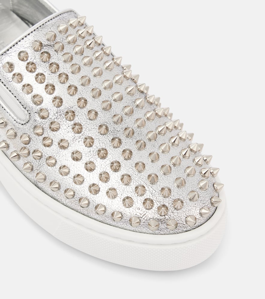 Christian Louboutin Spikeboat metallic leather slip-on sneakers