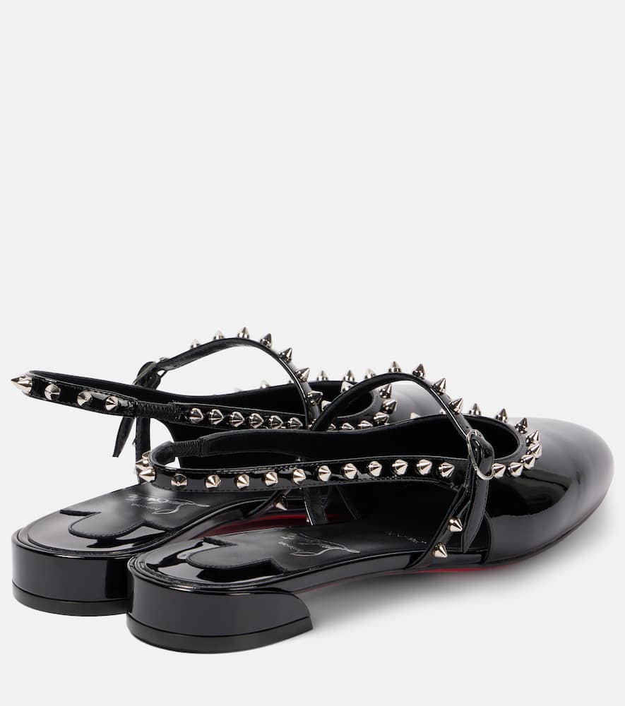 Christian Louboutin Sweet Janispikes patent leather slingback flats