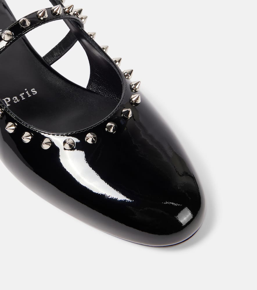 Christian Louboutin Sweet Janispikes patent leather slingback flats