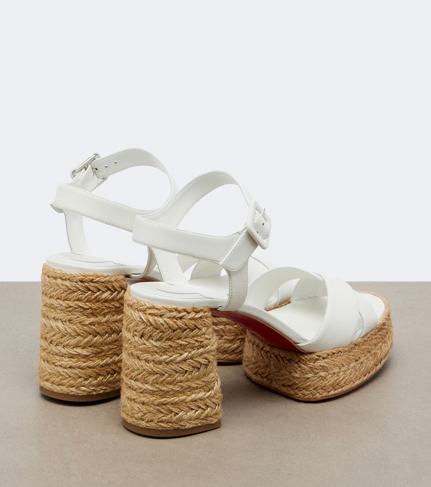 White Christian Louboutin Calakala 70 leather espadrilles - High Espadrilles
