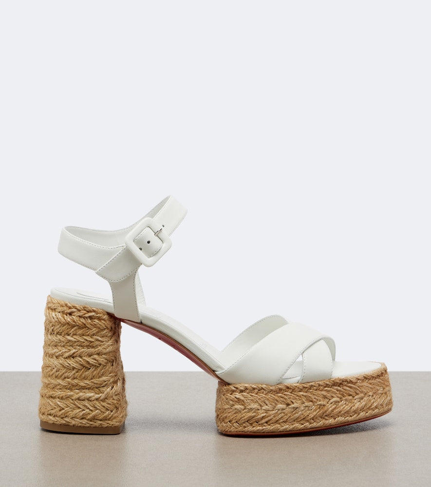White Christian Louboutin Calakala 70 leather espadrilles - High Espadrilles