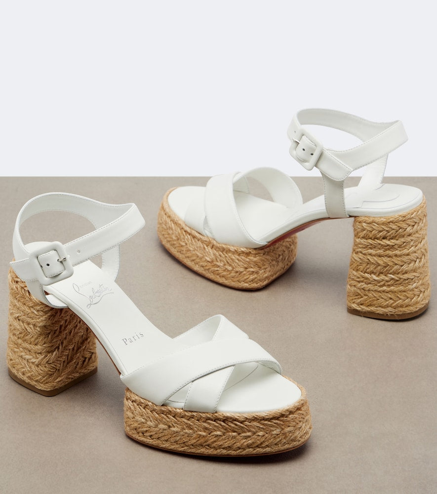 White Christian Louboutin Calakala 70 leather espadrilles - High Espadrilles